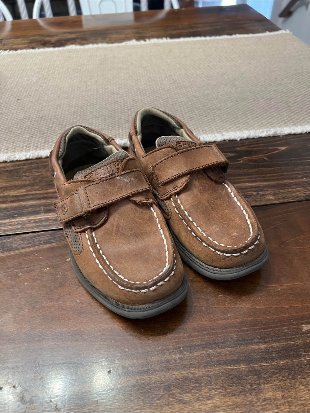 Sperry Boys Brown Hook-and-Loop Moccasin Shoes